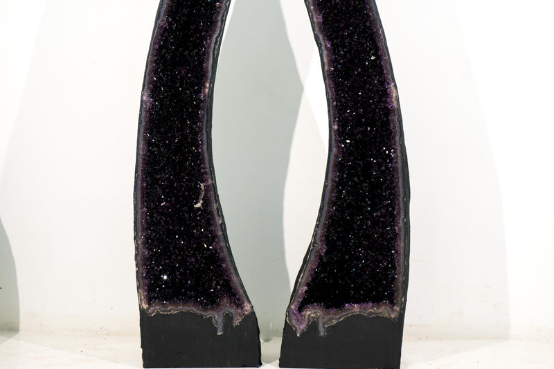 Pair of Tall AAA Amethyst Cathedral Geodes with Grape Jelly Purple Sparkling Druzy - E2D Crystals & Minerals