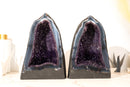 Paar dunkelviolette Amethyst-Geoden auf intakter Matrix aus blauem Spitzenachat