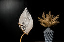 Clear Quartz Flame Sculpture, Hand-Carved Crystal set on Stand