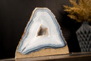 Rare Blue & White Lace Agate Geode with Sparkly Cave, Natural and Intact