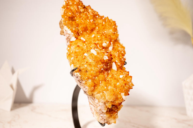 Gorgeous Golden Yellow Citrine Cluster with Delicate Flower Rosettes and Radiant Druzy - 4.0 Kg - 8.8 lb - E2D Crystals & Minerals