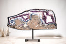 Rare Blue and White Agate and Purple Amethyst Geode Slice Slab - E2D Crystals & Minerals