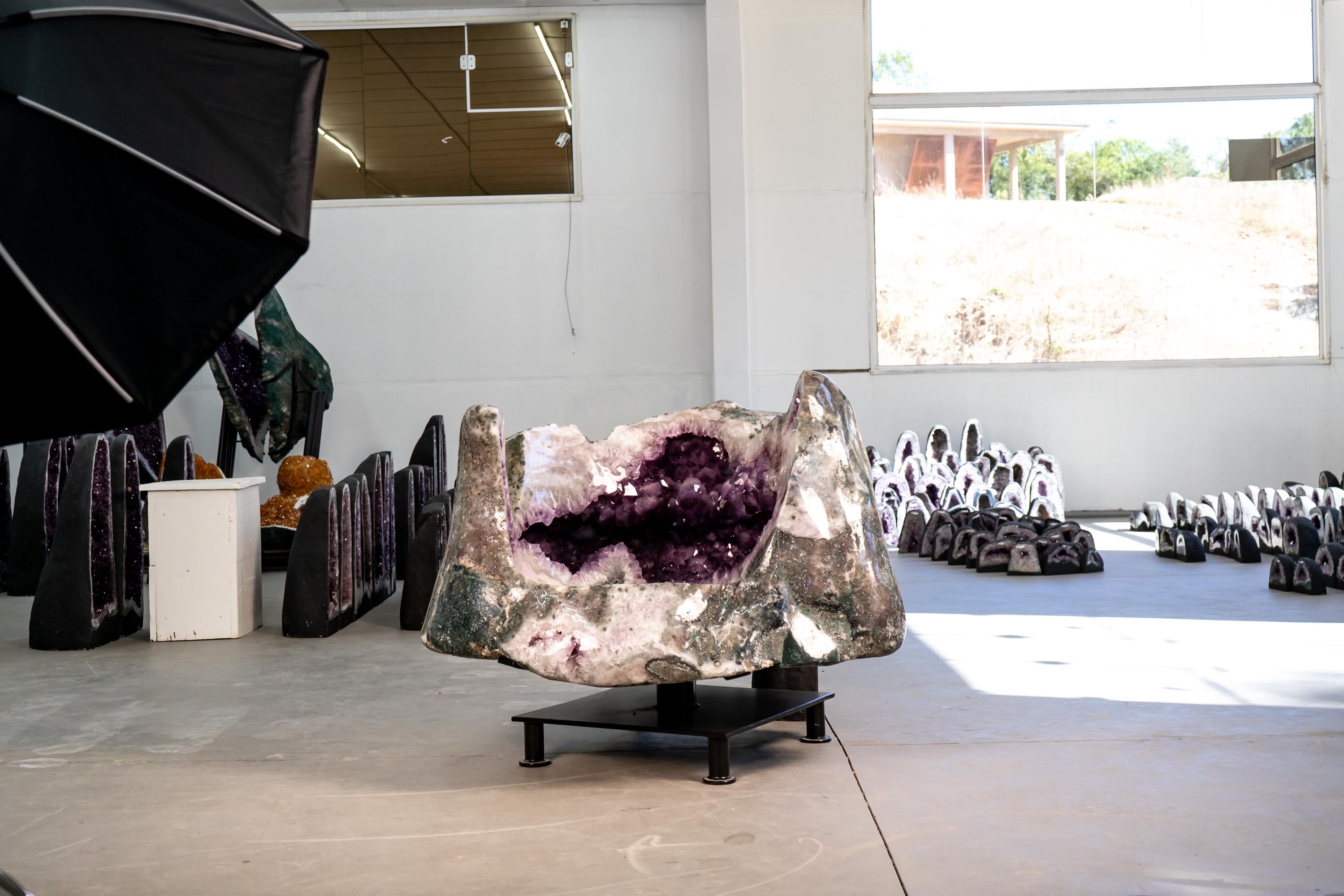 Geode Chair Amethyst Geode Chair Throne with Large Amethyst Crystals and Polished