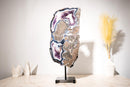 Blue & White Agate with Purple Amethyst Geode in Basalt Slice - E2D Crystals & Minerals