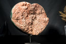 X - Large Pink Amethyst Heart with Green Jasper and Galaxy Druzy on Stand - E2D Crystals & Minerals
