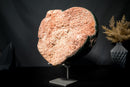 X - Large Pink Amethyst Heart with Green Jasper and Galaxy Druzy on Stand - E2D Crystals & Minerals
