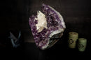 Large Scalonehedral Crystal Calcite Specimen on Purple Amethyst - E2D Crystals & Minerals