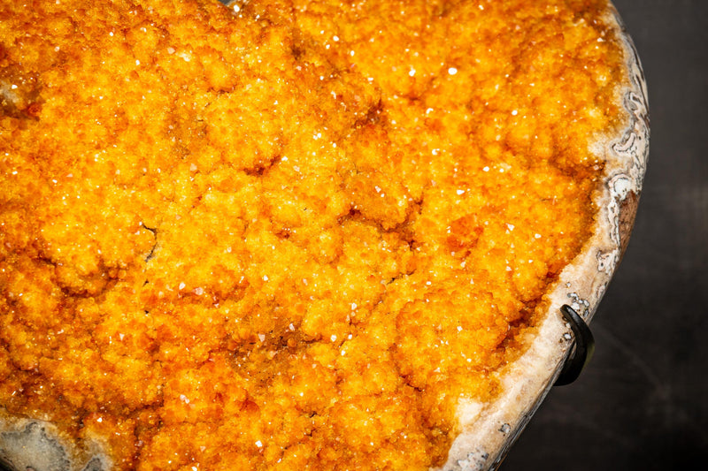 X - Large 22" Golden - Yellow Citrine Heart with Galaxy Druzy - E2D Crystals & Minerals