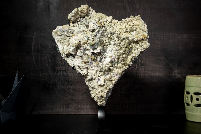 Natural Sugar Amethyst Cluster Plate with Zeolite, Calcite, Hematite Inclusions - E2D Crystals & Minerals
