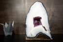 Collection - Grade White Lace Agate Geode with Violet Druzy Cave – Polished, Rare Brazilian Specimen, 7.0 Kg - 15.3 lb - E2D Crystals & Minerals
