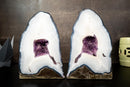 Collection - Grade Pair of White Lace Agate Geodes with Violet Druzy Cave – Polished, Rare Brazilian Specimens, 7.0 Kg - 15.3 lb - E2D Crystals & Minerals