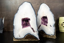 Collection - Grade Pair of White Lace Agate Geodes with Violet Druzy Cave – Polished, Rare Brazilian Specimens, 7.0 Kg - 15.3 lb - E2D Crystals & Minerals