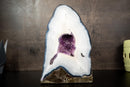 X Rare White Lace Agate Geode with Violet Druzy Cave – Polished, Rare Brazilian Specimen, 7.0 Kg - 15.4 lb - E2D Crystals & Minerals