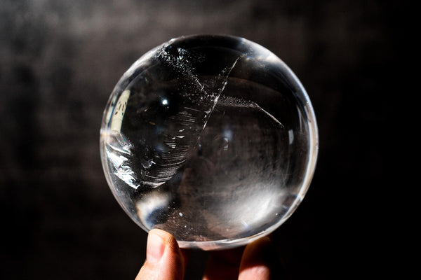 Natural Water - Clear Crystal Quartz Sphere, 98%+ Flawless - E2D Crystals & Minerals