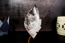 Natural Clear Quartz Flame Sculpture on Stand – Beautiful Crystal Generator for Healing, Home Décor, or Gift - 0.5 Kg - 1.2 lb - E2D Crystals & Minerals
