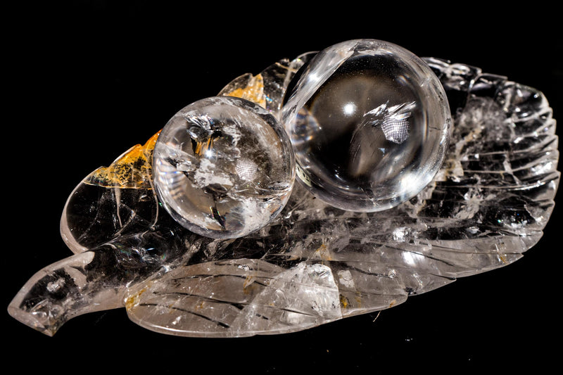 Hand - Carved Clear Quartz Crystal Bowl – High - Grade Genuine Quartz Centerpiece for Table, Altar, or Fruit Display - 16" x 8.2" - E2D Crystals & Minerals