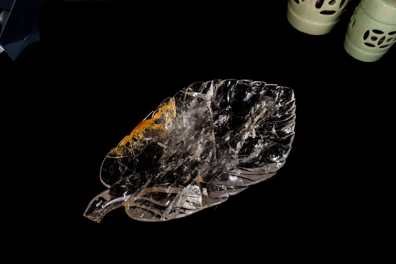 Hand - Carved Clear Quartz Crystal Bowl – High - Grade Genuine Quartz Centerpiece for Table, Altar, or Fruit Display - 16" x 8.2" - E2D Crystals & Minerals