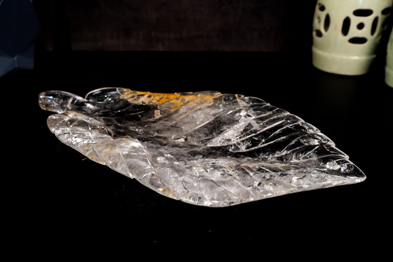 Hand - Carved Clear Quartz Crystal Bowl – High - Grade Genuine Quartz Centerpiece for Table, Altar, or Fruit Display - 16" x 8.2" - E2D Crystals & Minerals