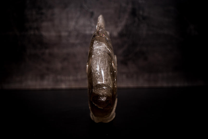 Fish Sculpture in Natural Clear Quartz Crystal, Hand Carved in Natural Smoky Quartz - E2D Crystals & Minerals