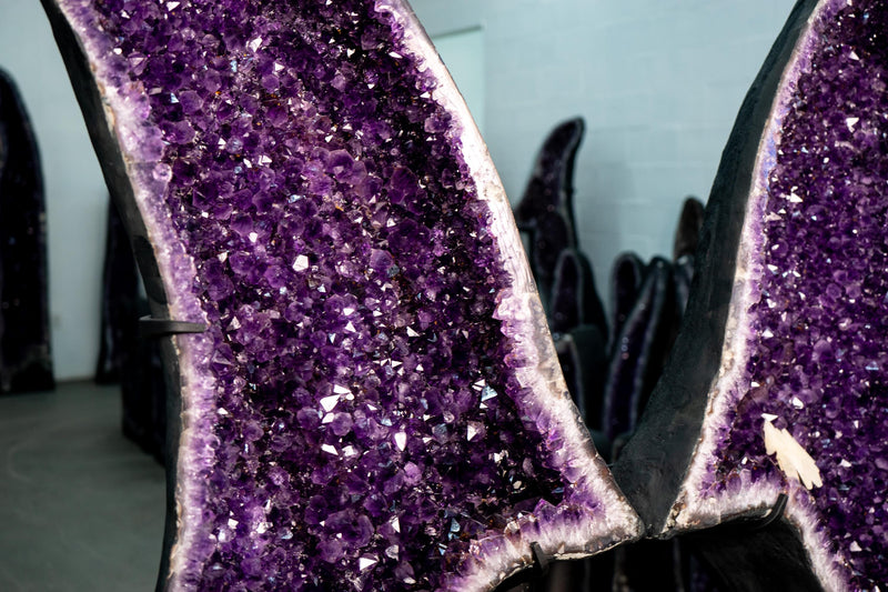 X - Large 6.1ft Deep Purple Amethyst Butterfly Wings (460 lb) - Statement Geode For Healing, Interior Decor - E2D Crystals & Minerals