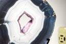 Rare Dark Blue & White Lace Agate Geode – Striped Laces and Purple Druzy Interior, Intact Gallery - Grade Specimen - 5.8 Kg - 12.8 lb - E2D Crystals & Minerals