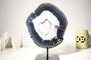 Rare Dark Blue & White Lace Agate Geode – Striped Laces and Purple Druzy Interior, Intact Gallery - Grade Specimen - 5.8 Kg - 12.8 lb - E2D Crystals & Minerals