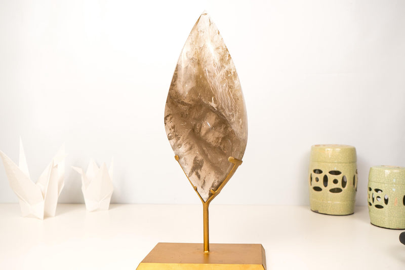 Natural Smoky Quartz Flame Generator with Light Citrine Smoky Color, Natural & Ethical - Large Size: 3.6 Kg - 7.8 lb - E2D Crystals & Minerals