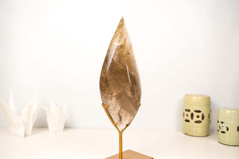 Natural Smoky Quartz Flame Generator with Light Citrine Smoky Color, Natural & Ethical - Large Size: 3.6 Kg - 7.8 lb - E2D Crystals & Minerals