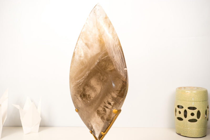Natural Smoky Quartz Flame Generator with Light Citrine Smoky Color, Natural & Ethical - Large Size: 3.6 Kg - 7.8 lb - E2D Crystals & Minerals