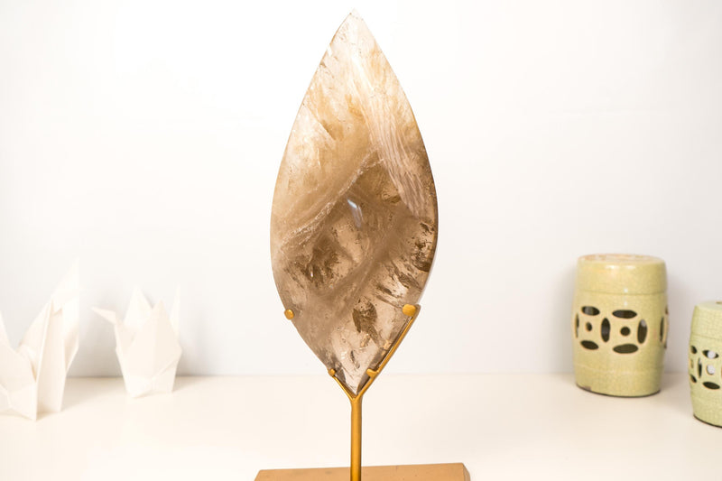 Natural Smoky Quartz Flame Generator with Light Citrine Smoky Color, Natural & Ethical - Large Size: 3.6 Kg - 7.8 lb - E2D Crystals & Minerals