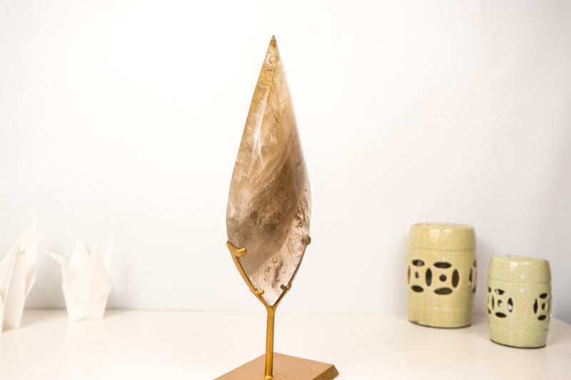 Natural Smoky Quartz Flame Generator with Light Citrine Smoky Color, Natural & Ethical - Large Size: 3.6 Kg - 7.8 lb - E2D Crystals & Minerals