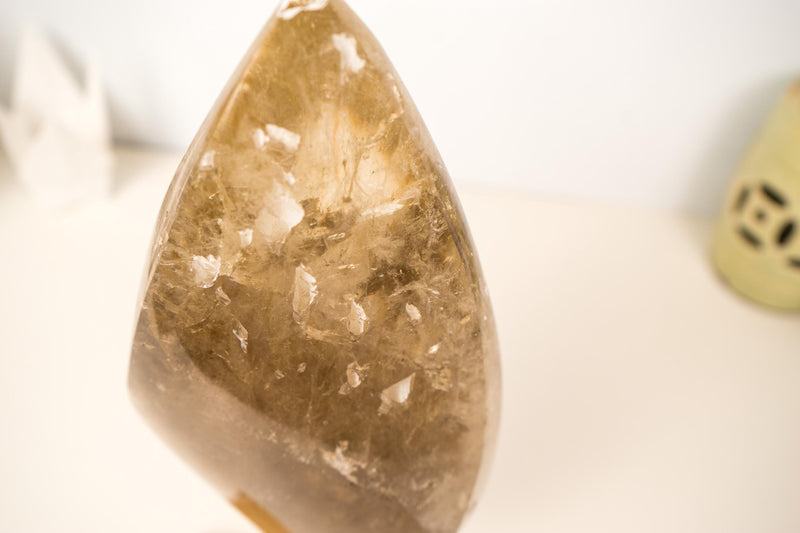 Natural Smoky Quartz Flame Generator with Light Citrine Smoky Color, Natural & Ethical - Large Size: 3.6 Kg - 7.8 lb - E2D Crystals & Minerals