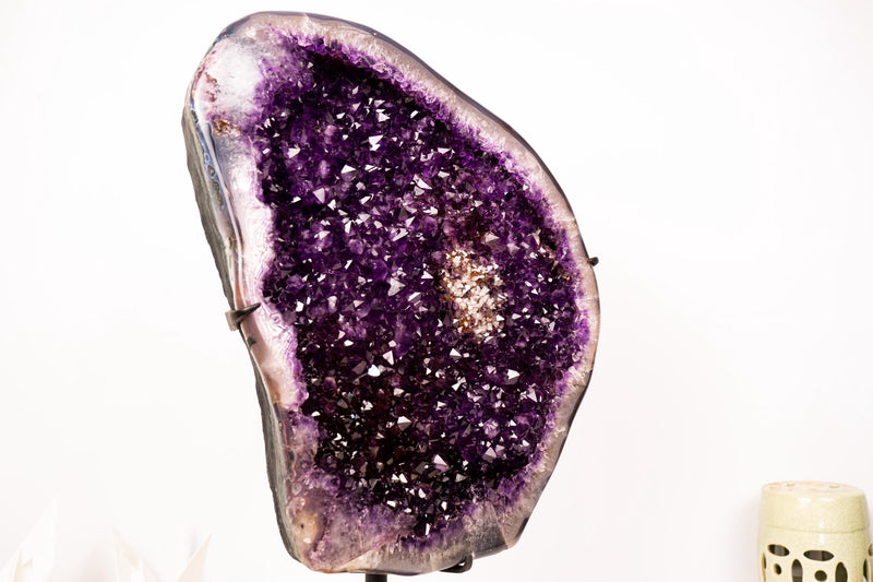 Large AAA - Grade Amethyst Cluster – Grape - Jelly Purple & Sparkling Druzy on Custom - Made Stand – Uruguay - 23.1 Kg - 51 lb - E2D Crystals & Minerals