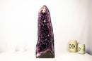 Large Dark Purple Amethyst Geode (AAA Grade) with Sparkling Druzy & Unique Calcite Crystal – Statement Decor, 24" - E2D Crystals & Minerals