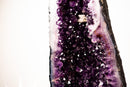 Large Dark Purple Amethyst Geode (AAA Grade) with Sparkling Druzy & Unique Calcite Crystal – Statement Decor, 24" - E2D Crystals & Minerals