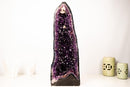 Large Dark Purple Amethyst Geode (AAA Grade) with Sparkling Druzy & Unique Calcite Crystal – Statement Decor, 24" - E2D Crystals & Minerals
