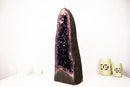25" AAA - Grade Dark Purple Amethyst Geode with Sparkly Druzy & Rare Calcite Inclusion – Luxury Crystal Decor (58 lbs) - E2D Crystals & Minerals