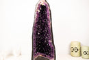 25" AAA - Grade Dark Purple Amethyst Geode with Sparkly Druzy & Rare Calcite Inclusion – Luxury Crystal Decor (58 lbs) - E2D Crystals & Minerals