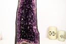 25" AAA - Grade Dark Purple Amethyst Geode with Sparkly Druzy & Rare Calcite Inclusion – Luxury Crystal Decor (58 lbs) - E2D Crystals & Minerals