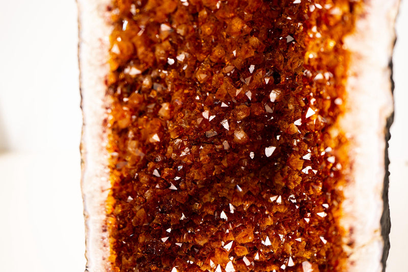 Large Madeira Citrine Geode Cathedral with Sparkly Deep Orange Druzy – Statement Display Specimen 28 in Tall, 49 lb - E2D Crystals & Minerals