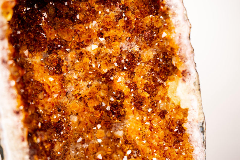 Large Madeira Citrine Geode Cathedral with Sparkly Deep Orange Druzy – Statement Display Specimen 28 in Tall, 49 lb - E2D Crystals & Minerals