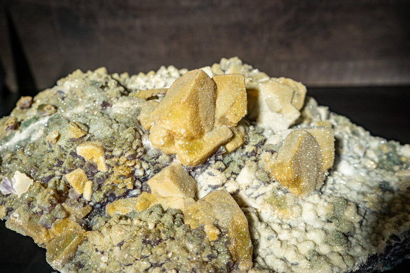 Rare Natural Sugar Amethyst Cluster Plate with Cubic Calcite & Zeolite Inclusions - E2D Crystals & Minerals