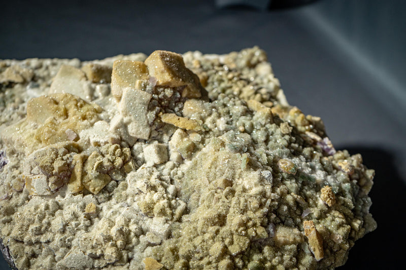 Rare Natural Sugar Amethyst Cluster Plate with Cubic Calcite & Zeolite Inclusions - E2D Crystals & Minerals
