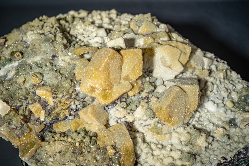 Rare Natural Sugar Amethyst Cluster Plate with Cubic Calcite & Zeolite Inclusions - E2D Crystals & Minerals