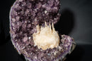 Amethyst Cluster with Rare Intact “Excalibur” Long Scalenohedral Calcites in/on Calcite (Uruguay) – Large Cabinet Specimen - 17 In - 39 Lb - E2D Crystals & Minerals