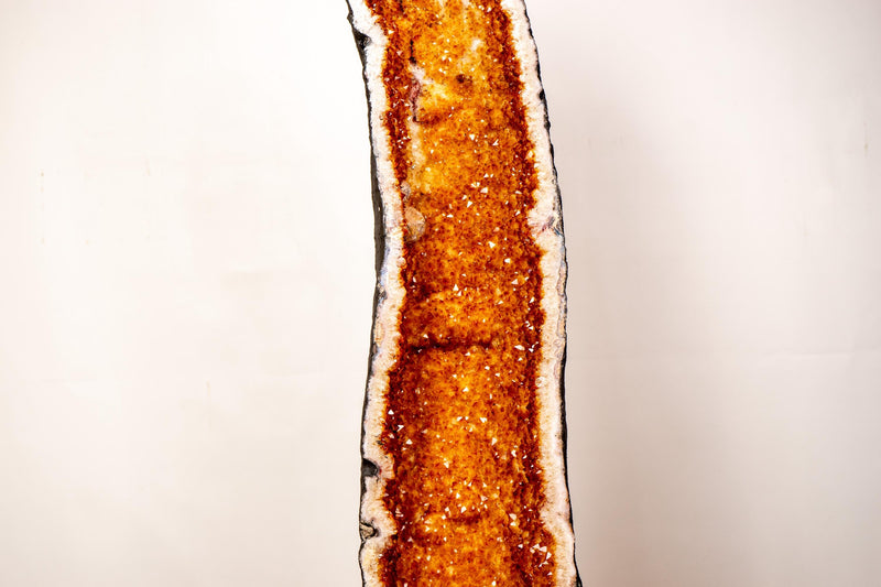 Sculptural 3.7 Ft Large Citrine Geode with Sparkly Golden - Orange Druzy & Calcite Inclusions (126 lbs.) - E2D Crystals & Minerals
