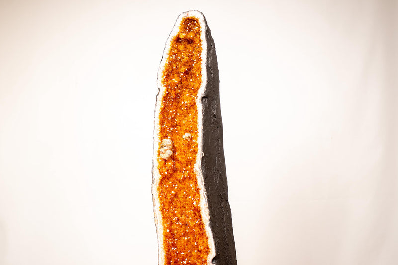 3.6 Ft Large Citrine Geode Cathedral with Sparkly Golden - Orange Druzy & Calcite Inclusions (116 lbs.), Slim and Tall Format - E2D Crystals & Minerals