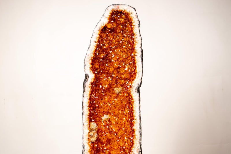3.6 Ft Large Citrine Geode Cathedral with Sparkly Golden - Orange Druzy & Calcite Inclusions (116 lbs.), Slim and Tall Format - E2D Crystals & Minerals