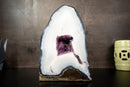 Collection - Grade White Lace Agate Geode with Violet Druzy Cave – Polished, Rare Brazilian Specimen, 7.0 Kg - 15.3 lb - E2D Crystals & Minerals