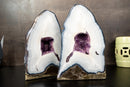 Collection - Grade Pair of White Lace Agate Geodes with Violet Druzy Cave – Polished, Rare Brazilian Specimens, 7.0 Kg - 15.3 lb - E2D Crystals & Minerals